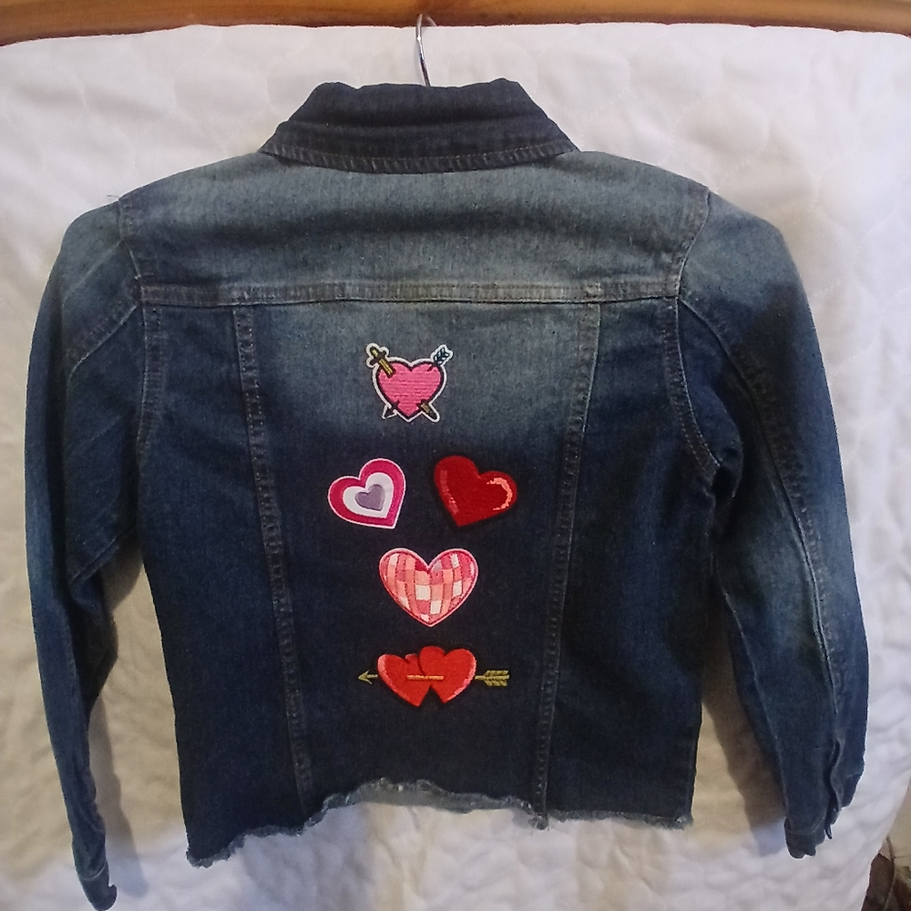 Kids Denim Jacket with Heart Patches